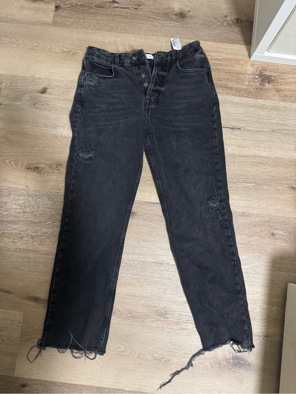 Zara Black Jeans with Distressed short Hem